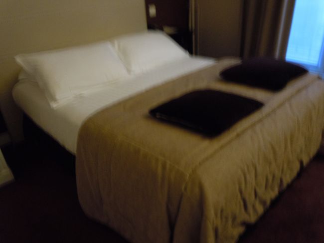 ホテルは、ダブルベッドをひとり使用。<br />部屋はせまいのですが、バスタブあり、冷蔵庫もあり、まあまあかな。