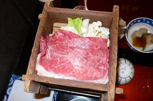 夕食。飛騨牛のせいろ蒸し。