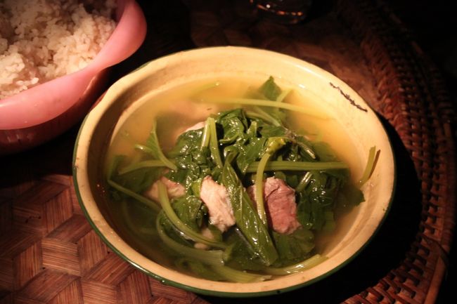 晩御飯のスープ。<br />これも薄味で美味しかったです。