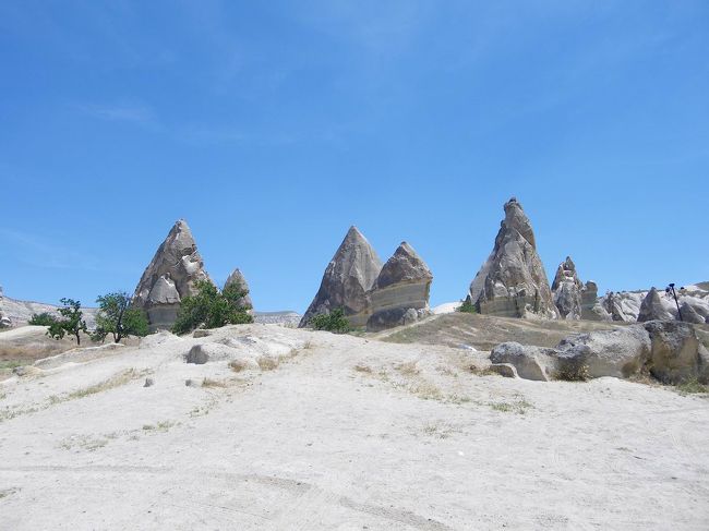 車を降りると、地球じゃないみたい。<br />トンガリの岩がそこら中にあって、白砂〜。<br />奇岩って一言で言うけど、場所場所によって全然色も形も違う。<br />一気にテンションもあがります♪