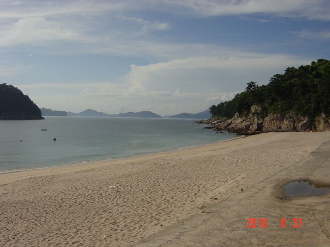 砂浜から海を望む。