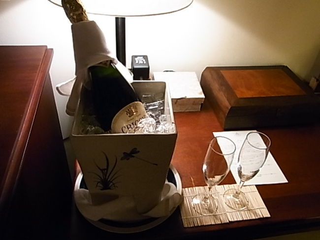 シャンパンも冷やしてくれてました！<br /><br />その後誰もいないビーチで乾杯☆<br />