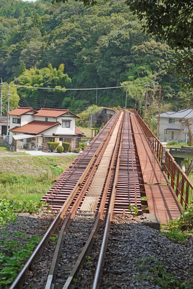 2010.9広島出張旅行8-錦川鉄道で川を下る「上り」列車(錦町から西岩国)