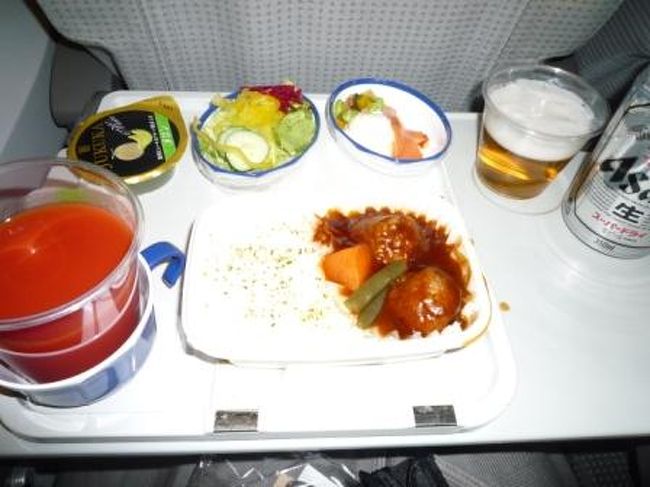 機内食は、６月のロンドン時に引き続き『日本橋たいめいけん』とのコラボ。<br />うーん、まあまあかな。<br /><br />【６月のロンドンの模様はこちら↓↓】<br />http://4travel.jp/traveler/mitsubachimaaya/album/10473952/