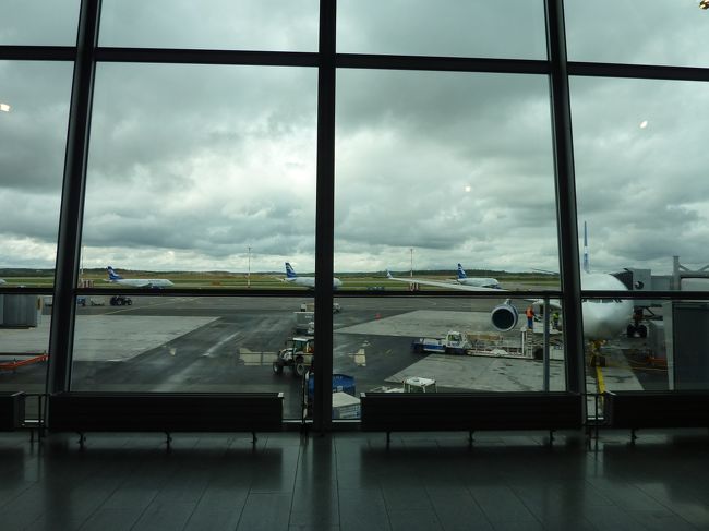 ヘルシンキ着。２０分くらい遅れ。乗り換え時間１時間だから、降りたら即、ローマ行きに乗り継ぎ！<br />初めての海外乗り継ぎだから緊張していたけど何の問題も無くすぐに搭乗口着。<br />ヘルシンキは行きも帰りもどんよりと曇り空。