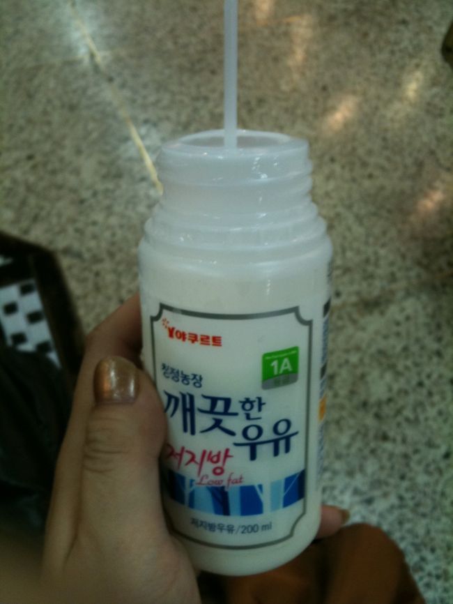 ベンチに座ってたらヤクルトレディ的なオバちゃんに話しかけられました。<br />ハングルワカンナイ的な事を言います。<br /><br />「ニッポンジン　デスカ　？　メズラシイ　」<br /><br />オバちゃんから低脂肪牛乳を買いました。