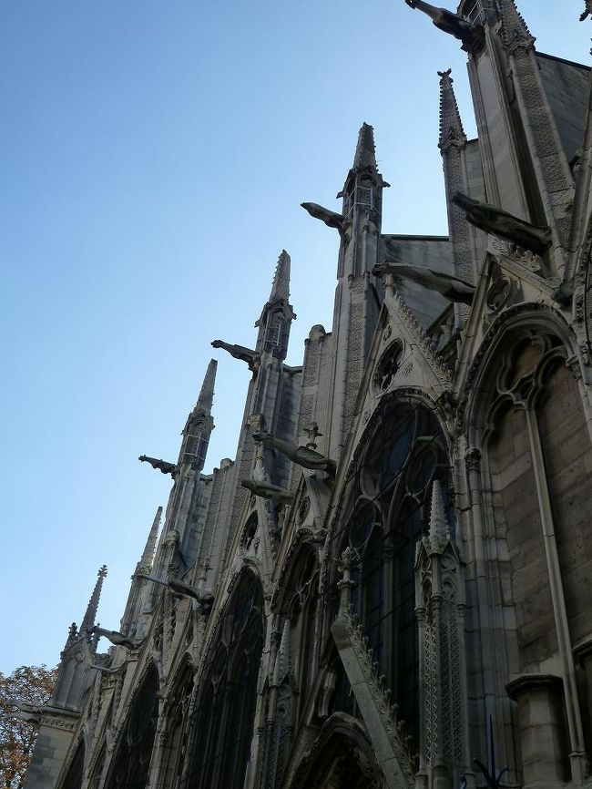 次はシテ島のノートルダム大聖堂。<br />入場は無料。<br /><br />ただし、上へ上るには<br />ミュージアムパスが必要。<br /><br />私達は上る予定だったのですが、<br />長蛇の列をみてやめました。