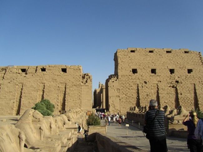 カルナック神殿の入り口には、<br />左右にずらっとスフィンクスの並ぶ参道があります。<br />