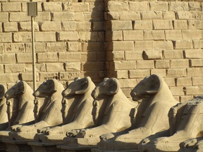 ちょっとアップにしてみました。<br />ひつじ系のスフィンクスです。<br />壮観ですよ。<br />