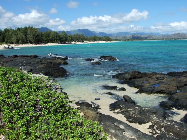 入り江です。<br />親子がつりを楽しんでいました。