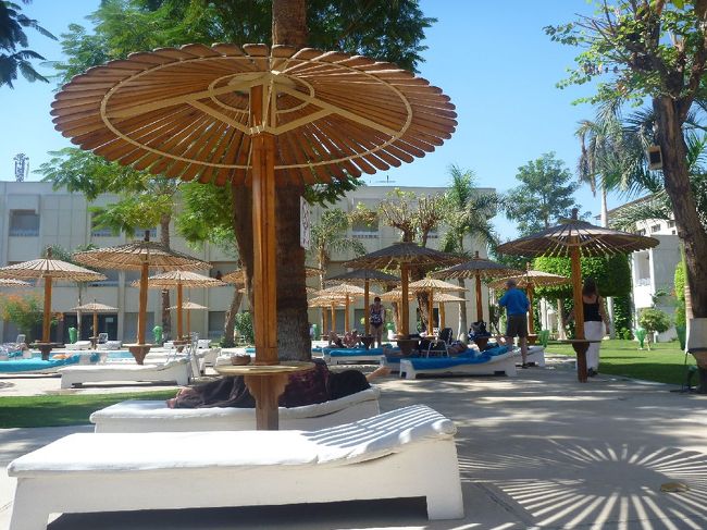 気球に乗った後、ホテルのプールでお昼寝１０分！