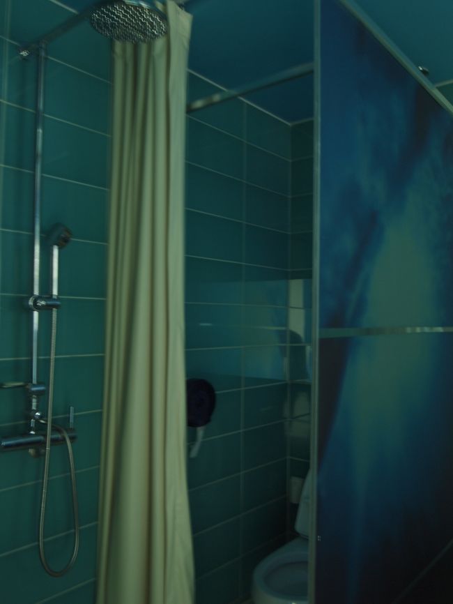 シャワーがあって、奥にトイレがあります。<br />ここにはドアがあって、シャワーする人は室内からは見えませんが･･･。