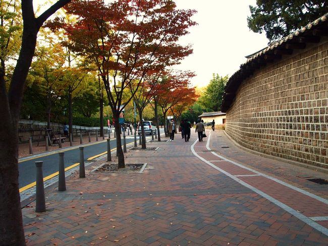 鮮やかと言うほど紅葉していませんでしたが、徳寿宮の塀のレンガも良い雰囲気を出してます。