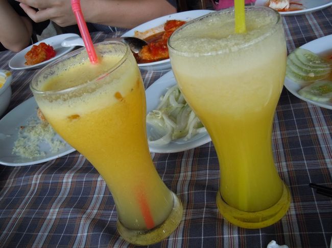 パイナップルジュース<br />＆<br />パッションフルーツジュース<br /><br />この後まだディズニーシーのインディージョーンズみたいな道をひたすら3時間・・・ハノイへ戻りました〜
