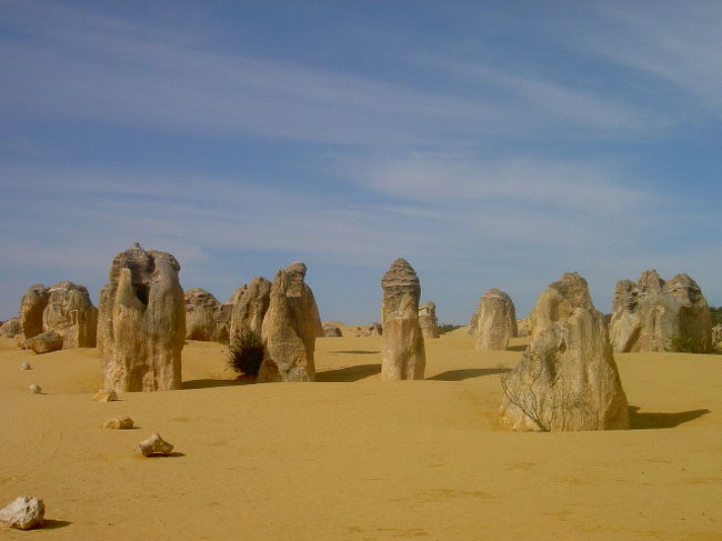 最後にいったピナクルズ。砂漠みたいだった〜そこに石？がヒョロロンと<br />たくさんあった