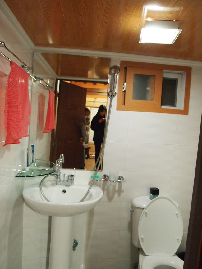 水回りはこんな感じ。<br />シャワーの横にトイレがあるので、シャワー後は便座はビチョビチョになります。<br />着替えも気を付けないと濡れてしまう･･･。<br /><br />