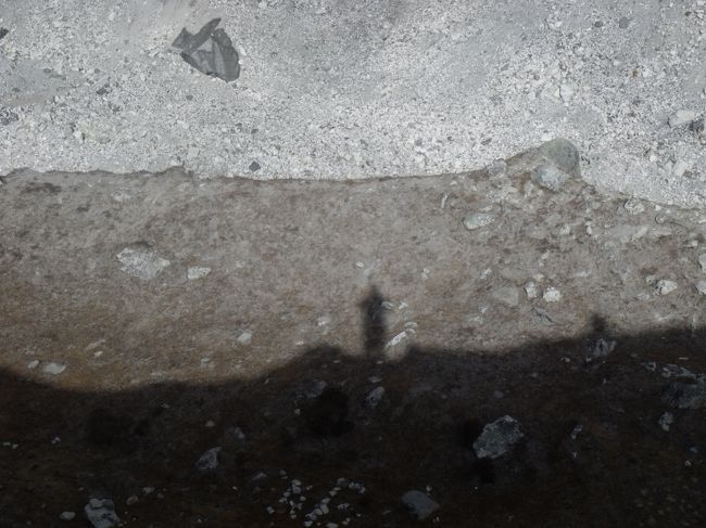 ロッジの裏にガンがいたので、カメラをとりに行くともういなかった。<br />ンゴズンパ氷河（Ngozumba Glacier）の方へ行ってみる。荒涼たる氷河。<br />時々崩れる音がしている。氷河に自分の影が映っている。下の方から雲が湧いて来ている。これはひょっとして、ブロッケンが見れるかもしれないと期待して、<br />一時間ほど待ったが、雲が思ったほど上がって来ず見れなかった。<br /><br />血圧計の電池が無くなっていたので、買ったが単四電池２本が、なんと４００RP（５００円ちかく）日本を出るとき入れ替えておいたのになぁ。こんな小さいものをぼるな。<br /><br />アミューズの御一行様女性３人、男性２人は血中酸素量を測って、健康度を見て貰っている。食事は雑煮に、わかめ沢山目の味噌汁に、えびせんべい。ダルバートみたいなものと豪勢だ。デザートにアップルパイが付いている。銭の出しようだな。<br />やっとダルバートが来た。新しいキムチを開けるが、葉っぱの付いた小さいニンジンのキムチで、ウズラの煮卵と２回続けて×品だった。<br /><br />