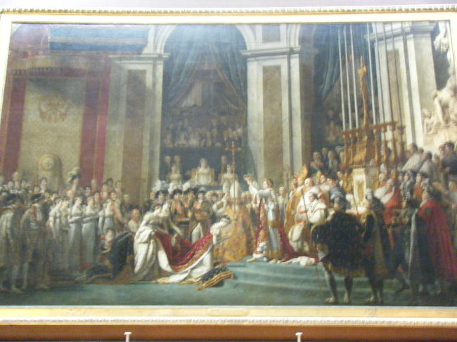 ナポレオン1世の戴冠式。<br />この絵はベルサイユ宮殿でも見る事が出来ます。大きな絵です。<br />戴冠式はノートルダム寺院で行われたそうです。