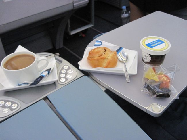 ２回目のおやつがあった。シナモンロールとアイスクリーム。シナモンロールはどなたかのブログで好評だったが、美味しかった。フィンエアーもクオリティの高い航空会社と思う。