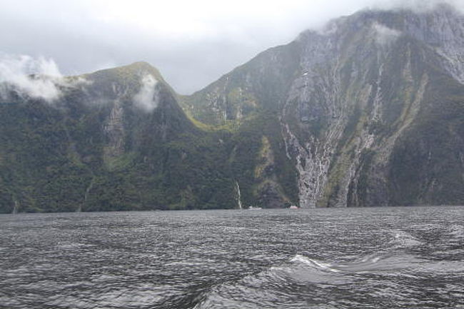 ミルフォードサウンドの風景（残念ながら雨天）