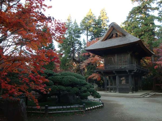 横から見た「山門」<br /><br />350年の風雪に耐えた茅葺きの重層入母屋造りです。