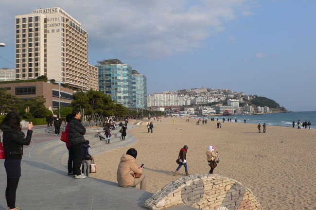 海雲台のホテル群も見えます。
