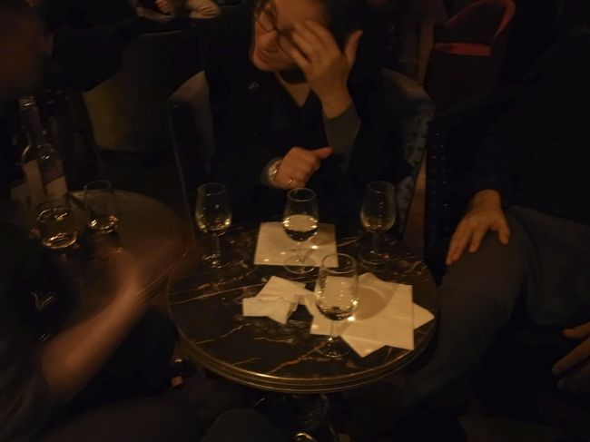 その後、ホステルの食堂でヨーロッパ旅行の相談に来た日本人男子とその仲間たち（それぞれ１人旅）と、ホステルの前のパブで会ったフランス人のおねえさんと、彼女を訪ねて来ていた友人２人と、どういうわけか近所のバーでワイン。<br /><br />アメリカ育ちの野心家の日本人大学生、カナダに住んで働いている女性(40日間のヨーロッパ旅行中)、デンマークに交換留学中の日本人男子、フォトグラファーのパリジャン。日常では会わなそうな状況の人と話せるのは、旅の醍醐味のひとつ。