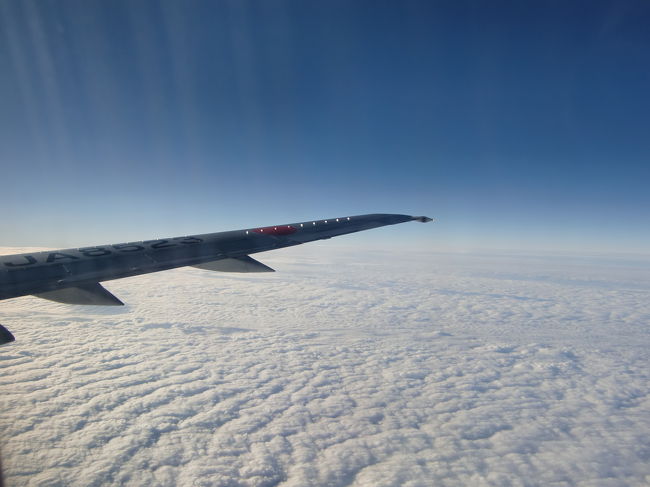 洋上飛行のうえ厚い雲に覆われ地上の様子がわかりません。