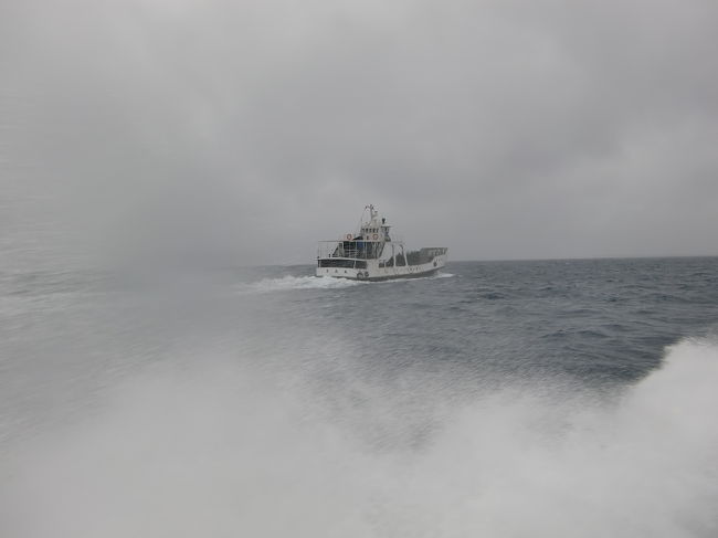 先に出港した貨客船「平成丸」を一気に抜き去ります。