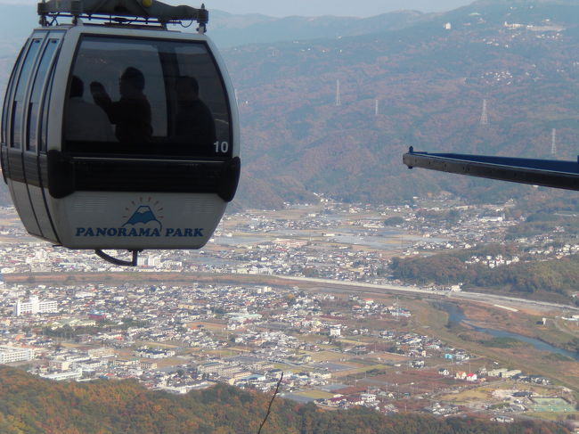 スキー場のようなゴンドラに乗って頂上へ、大仁の町並みが眼下にみながら上がって行きました