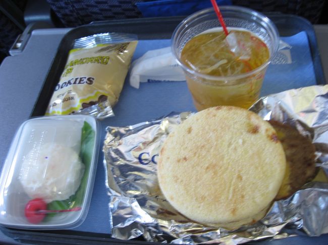 次男にリクエストしていたチャイルドミール。ベルトサインが消えてすぐに運ばれてきました。<br /><br /><br />マフィンバーガーはジャンキーフード大好きな次男には好評でした。