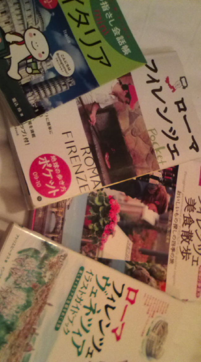 私の旅を助けてくれた仲間たちです。フィレンツェの街歩きには、通りの名前が入った地図が欠かせません！ポケットガイドについていた別冊のマップは便利でしたよ！<br />