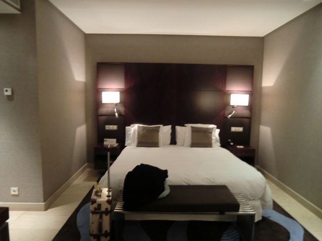 8時ごろホテル到着<br /><br />ホテル ミラマールバルセロナGL　という5つ★ホテルです。<br />さすが5★。とっても広くてモダンで素敵でした。<br />バスローブ・スリッパ在り。<br />スペイン滞在中スリッパがあったのはここだけでした。<br /><br />ただし、立地が山の上・・・<br />モンジュイックの丘をちょっと登ったところにあります。<br /><br />スーツケースが無ければパラレル駅まで歩いて10分位、<br />もう10分頑張ればランブラス通りまで出られます。<br /><br />タクシーの運ちゃんいわく、<br />パラレル駅周辺はベリベリセーフだそうで、<br />実際夜も出歩きましたが、<br />人がまばらで寂しさ満点な位で、危険そうな人はいませんでした。<br />山に入ると逆に安全な感じすらします。<br />マラソンランナーと犬の散歩の人くらいしかいませんからね。<br />超健全！<br /><br />セール価格だったので良く確認せずに予約し、<br />ちょっと失敗しちゃったかと思いましたが、<br />まあ許容範囲でした。結果オーライ