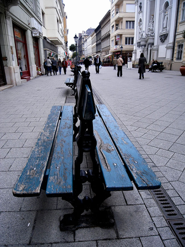 冬は日が落ちるのが早いので先を急ぐ。<br /><br />フェルトの小物やパンガリー伝統の織物が売ってる<br />おみやげ屋さんなんかをみながら寄り道をしつつ<br />中央市場にむけてヴァーツィ通りを歩いていると...