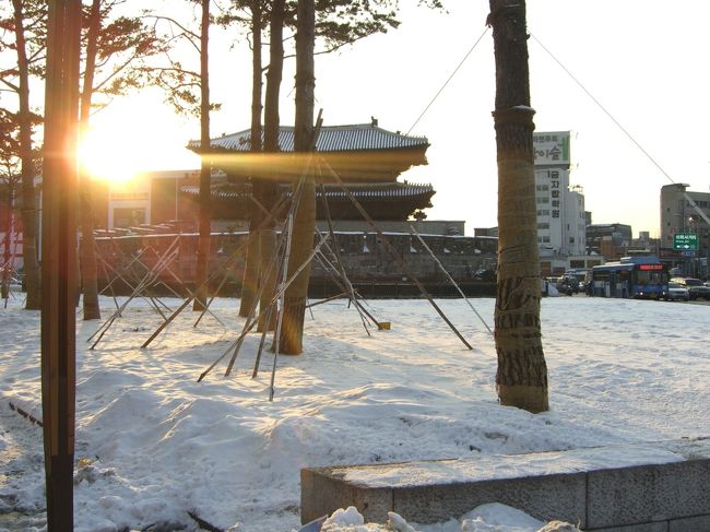こちらが正面。<br />寒過ぎてデジカメが動かず、しかも雪で地面がベチャベチャだったので近づけず遠いアングルに・・・