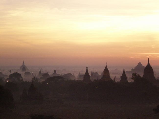 朝靄で海みたい。<br /><br />ずっと先まで、地面があるみたい。