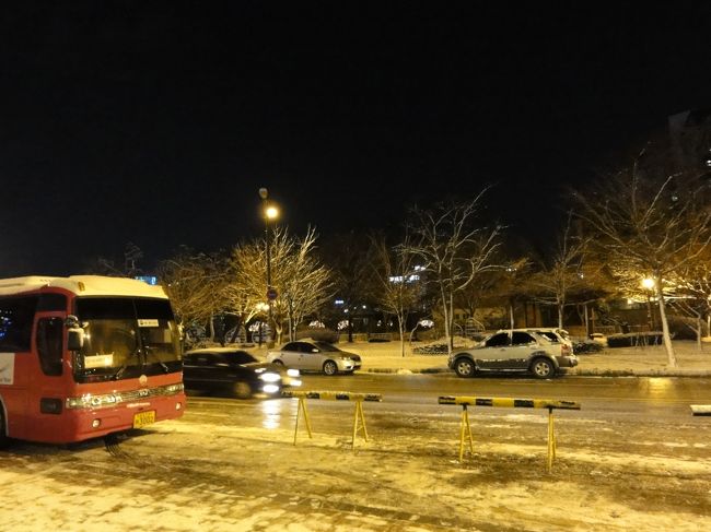 ホテルの前は、大きな公園なのですが<br />雪も降り積もっているので<br />今回はコンビニ巡りです。