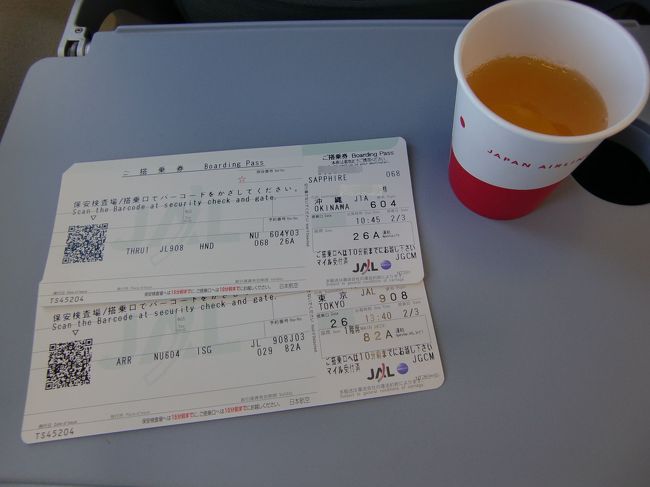 那覇までと那覇から東京までの搭乗券。