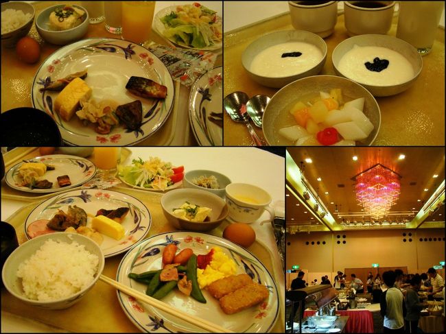 明けて、朝食。<br /><br />披露宴が行われるようなホールでビュッフェ。