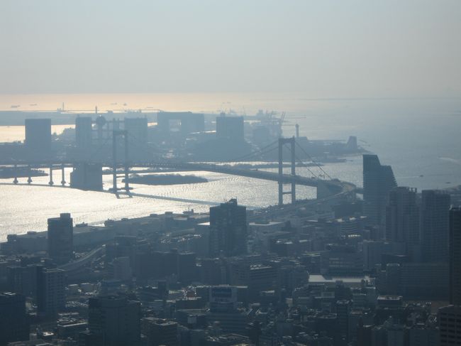 さらに特別展望台へエレベーターで上ります。<br />昔修学旅行で来た時には、こんなのなかった気がするのですが・・・。<br /><br />日差しがよく入ってきらきらしています。<br />「レインボーブリッジ封鎖できません！」の(笑)レインボーブリッジも美しいです。