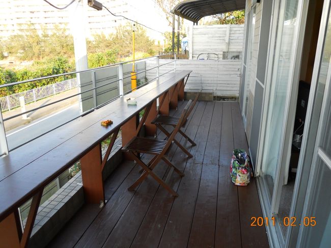 広ーいバルコニーでまずはビール