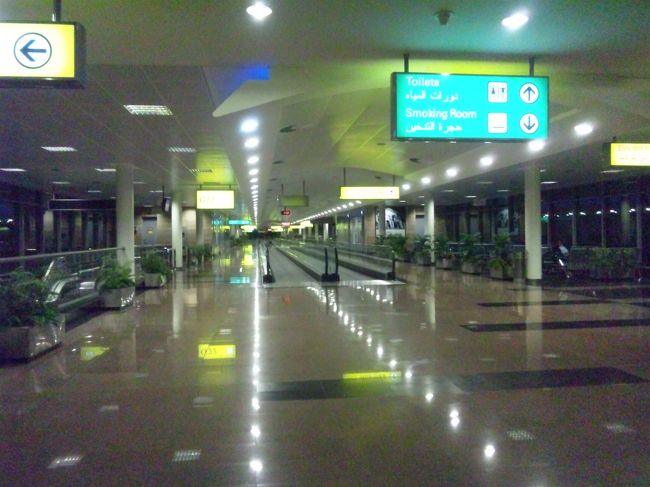 2：30出発。<br />おはようございます？(;ﾟ∇ﾟ)<br /><br />このツアーに決めたときから、わかっちゃいたが、早朝と言うワナがきた！<br />早朝ってうか、夜やん！　深夜出発やんｗｗ<br /><br />モーニングコールは2:00だけれども、会社用の適当支度とは違うので。<br />トランクも自分でフロントに持っていくので、1:30に起床でフ。<br />時差を考慮しても、日本の8:30起きか。<br />私にとっては早起きだｗ（普段は早くて１０時起き）<br /><br />空港はごらんの通りガラ〜ンです。