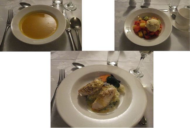 １９：２０　ホテル内で最後のディナー<br />ちなみに、今日もヘリテージホテル。<br />写真にはありませんが、パンがとても美味しくて、お代わりしたいねと話していたほどでした。<br />メインは肉か魚かチョイスでき、白身魚とリゾットにしました。<br />とっても美味しく、楽しいディナーでした。