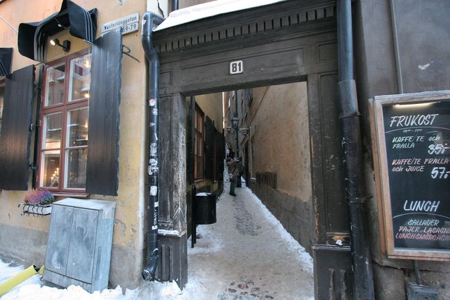 鉄の広場近くにあるモーテン・トローツィング・グレン。ガムラ・スタンで１番狭い通路だそうです。