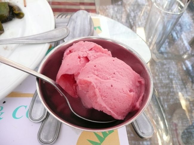 イチゴシャーベット！！<br /><br />これまた濃厚〜(*´∀｀*)<br />ほんと、果物系はなに食べても、日本のより美味しいです！！！