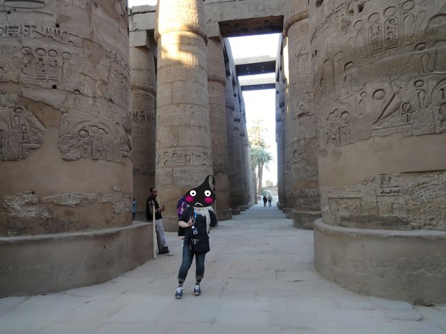 神殿もめちゃくちゃカッコイイ！<br />この柱の素晴らしさを見よ！！<br /><br />午前中に行ったホルス神殿の柱より、またさらに大きな柱です。<br />ツアーのみんなで手を繋いで、１０人分ぐらい？<br />それに、広い！！<br />広すぎて早足で駆け抜けるコトにｗ<br />行けるところまで、行く！！<br /><br />またまた時間が足りない(;´д｀)