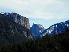 今回もCR120でYosemiteを目指します。

公園に入りCrane Flatを過ぎたところの展望台から。
El Capitanとその向うにHalf Dome全景がみえます。