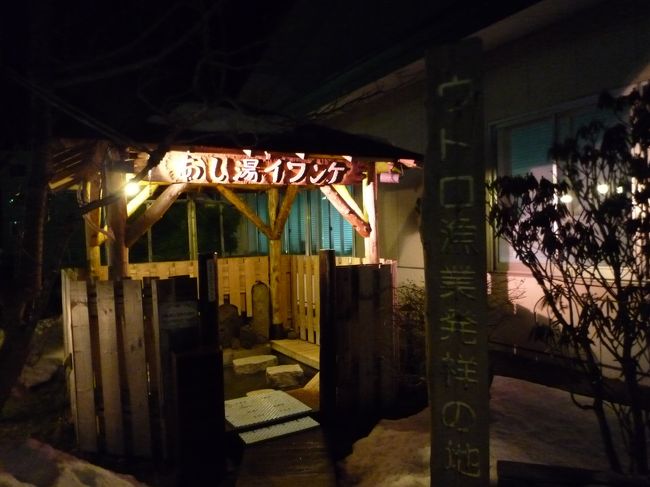 ホテルエントランス横の足湯。