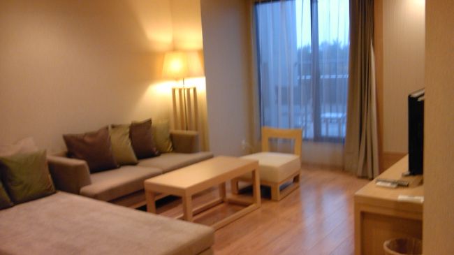 2日目のホテルは「ムーンオーシャン宜野湾ホテル＆レジデンス」です。格安な・・1泊ルームチャージ14000円でした。<br /><br />部屋はコンドミニアムを思わせるかなりゆったりとした部屋ですが、微妙に使いにくかったです。<br /><br />目の前に国道58号が通っています。樹で目隠しをして雰囲気を損なわないようにしていますが・・・やっぱり、ちょっと残念かも。コンベンションセンターがすぐソバです。<br /><br />また、徒歩で5分くらいのところにスーパーがあります。