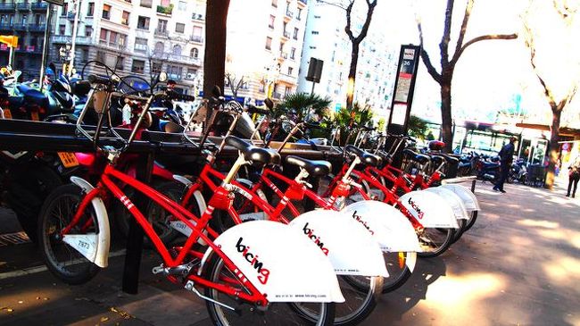 街にはレンタルサイクルがたくさんありました<br />色合いが街に溶け込んでいてとてもおしゃれ